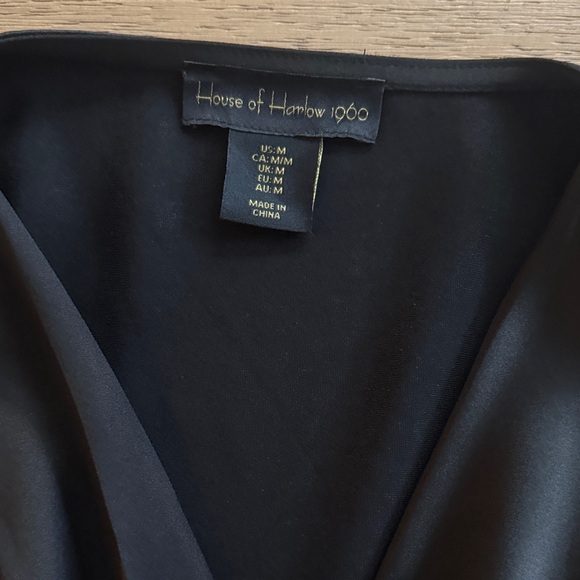 House of Harlow 1960 Black Satin Blouse - Picture 2 of 7